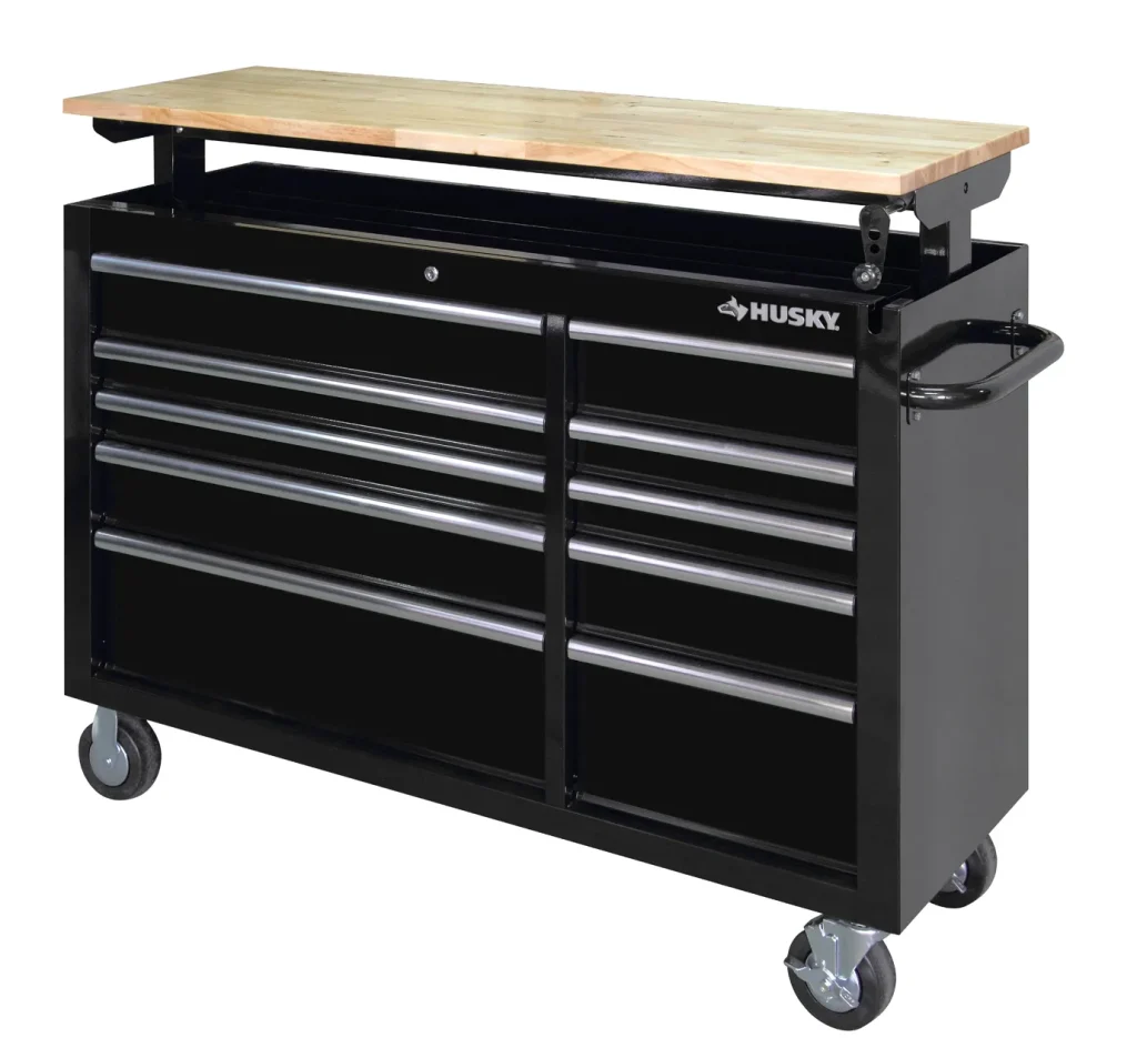 Best Rolling Workbenches for Garage Shops: Top 5 Picks for Mobility and Power Husky 52-inch 9-Drawer Mobile Workbench
